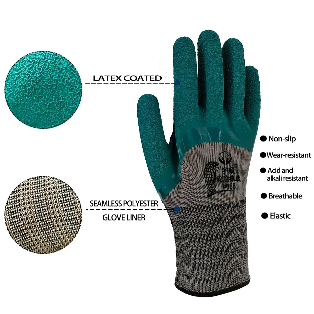 1 Pair Work Gloves Coated Safety Polyurethane Coated Safety Safety Non-slip Durable Coating For Men Construction Women Garden