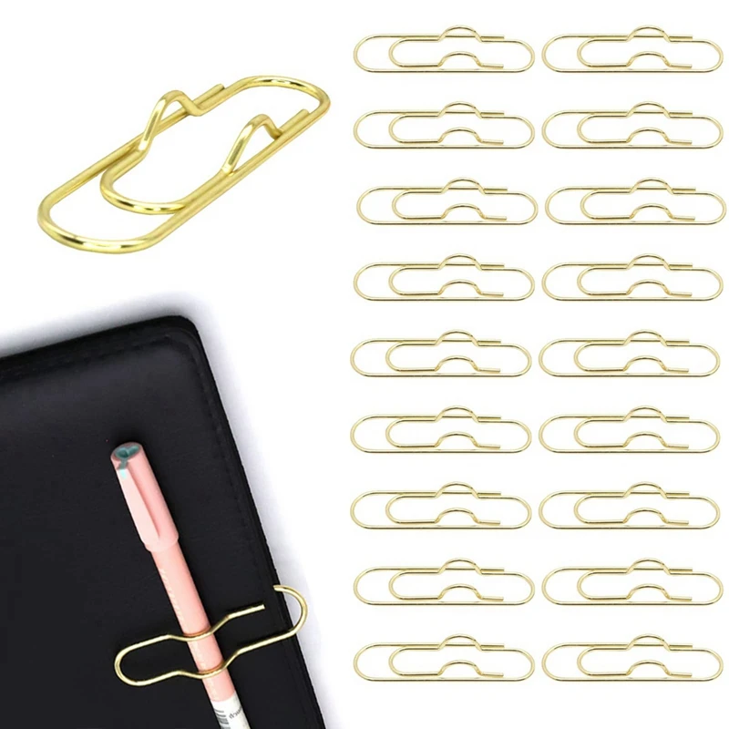 30PCS Metal Pencil Clips Multifunctionional Gold Pen Clips Stainless Steel Paper Clip Holder