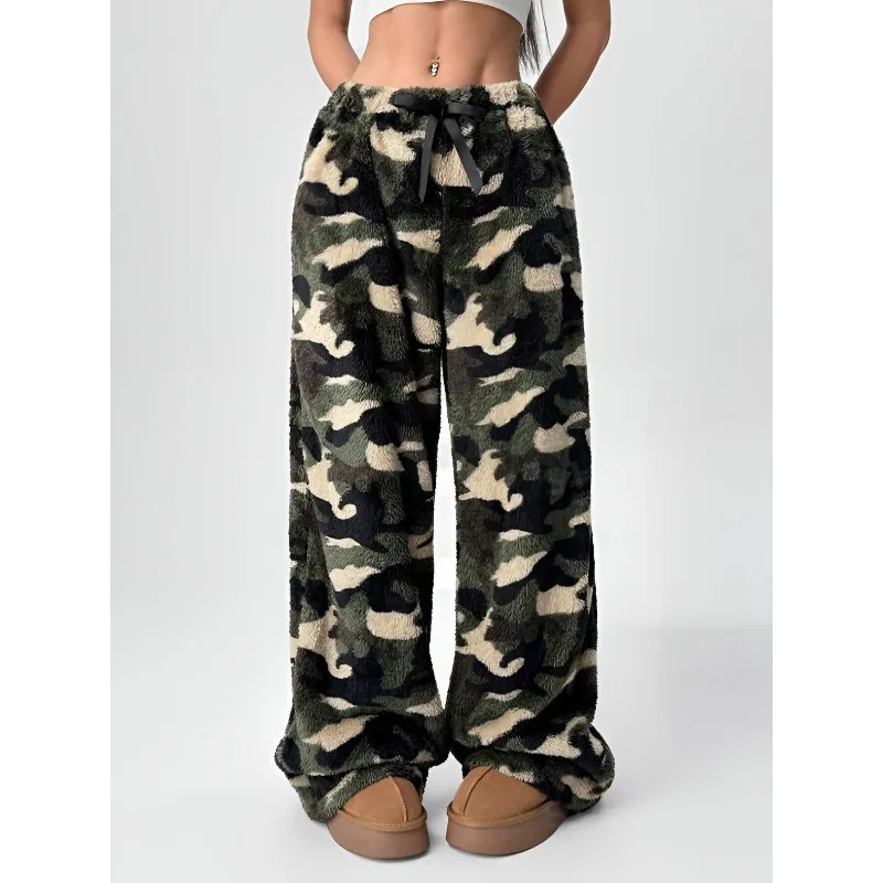 กางเกงลำลองสไตล์ยุโรปและอเมริกา กางเกงขากว้างลายเสือดาว