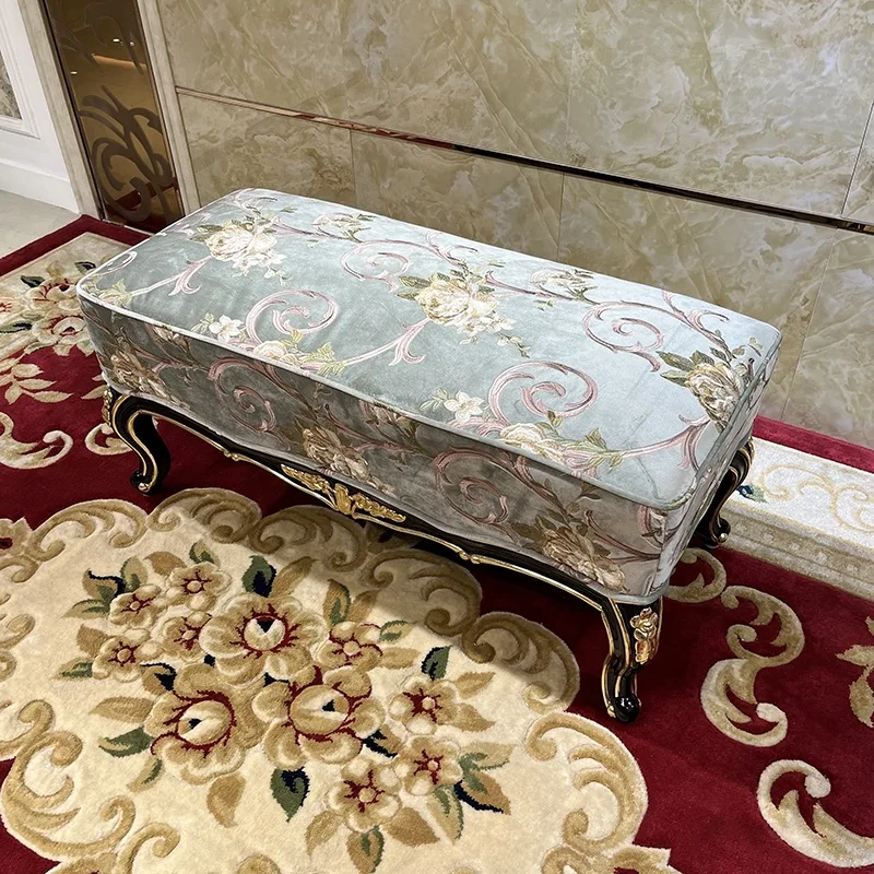 مقعد بجانب السرير من الخشب الصلب الفرنسي، سرير غرفة النوم من الخشب الصلب الأوروبي لغرفة المعيشة #2