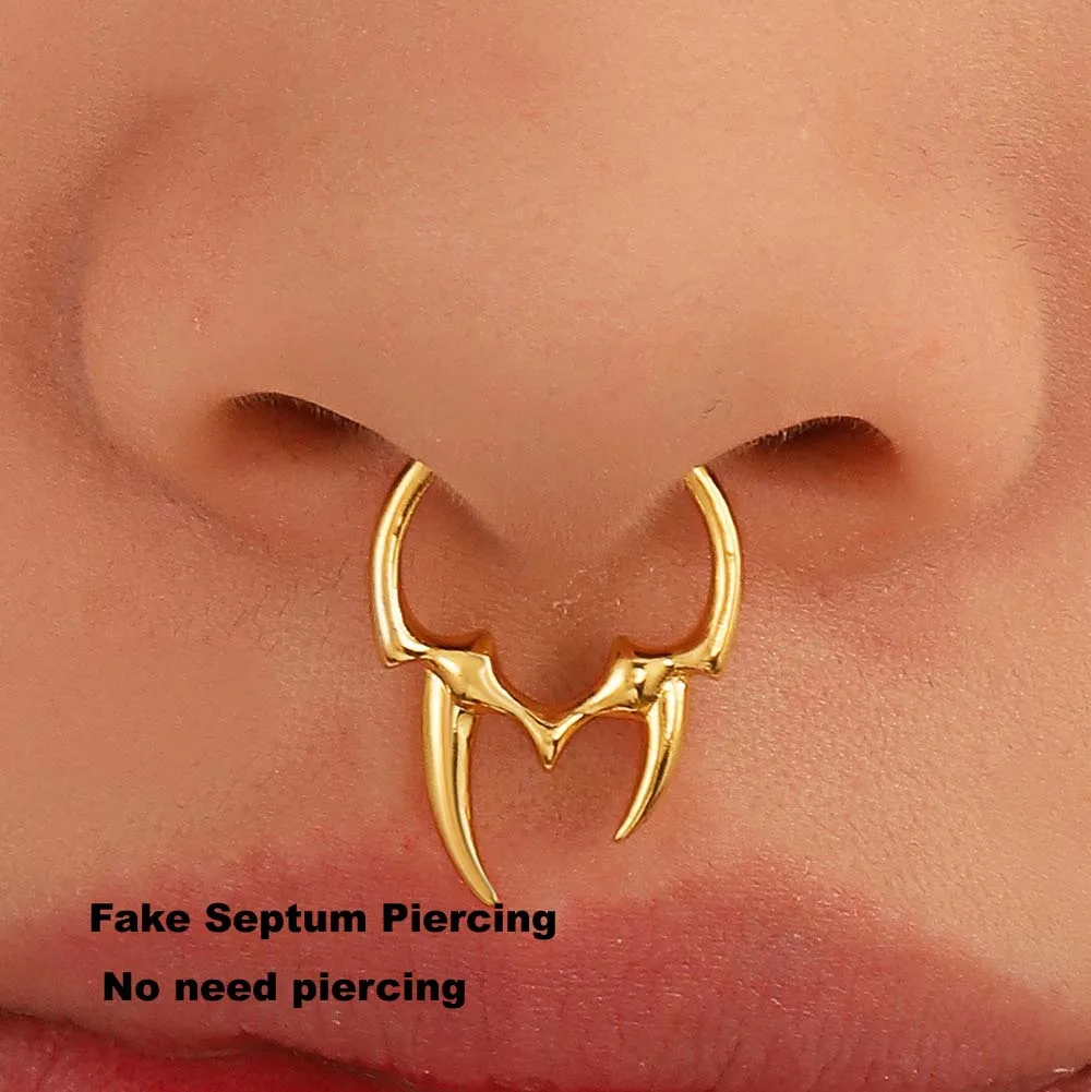 Gothic unregelmäßigen horn nase clip nicht-durchbohrten nase stud nase ohr einfache nase ring