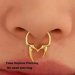 1PC Gothic Irregular Horn Nose Clip Fake Septum Piercing Non-pierced Nose Piercing Nose Ring Simple Fake Body Pircing
