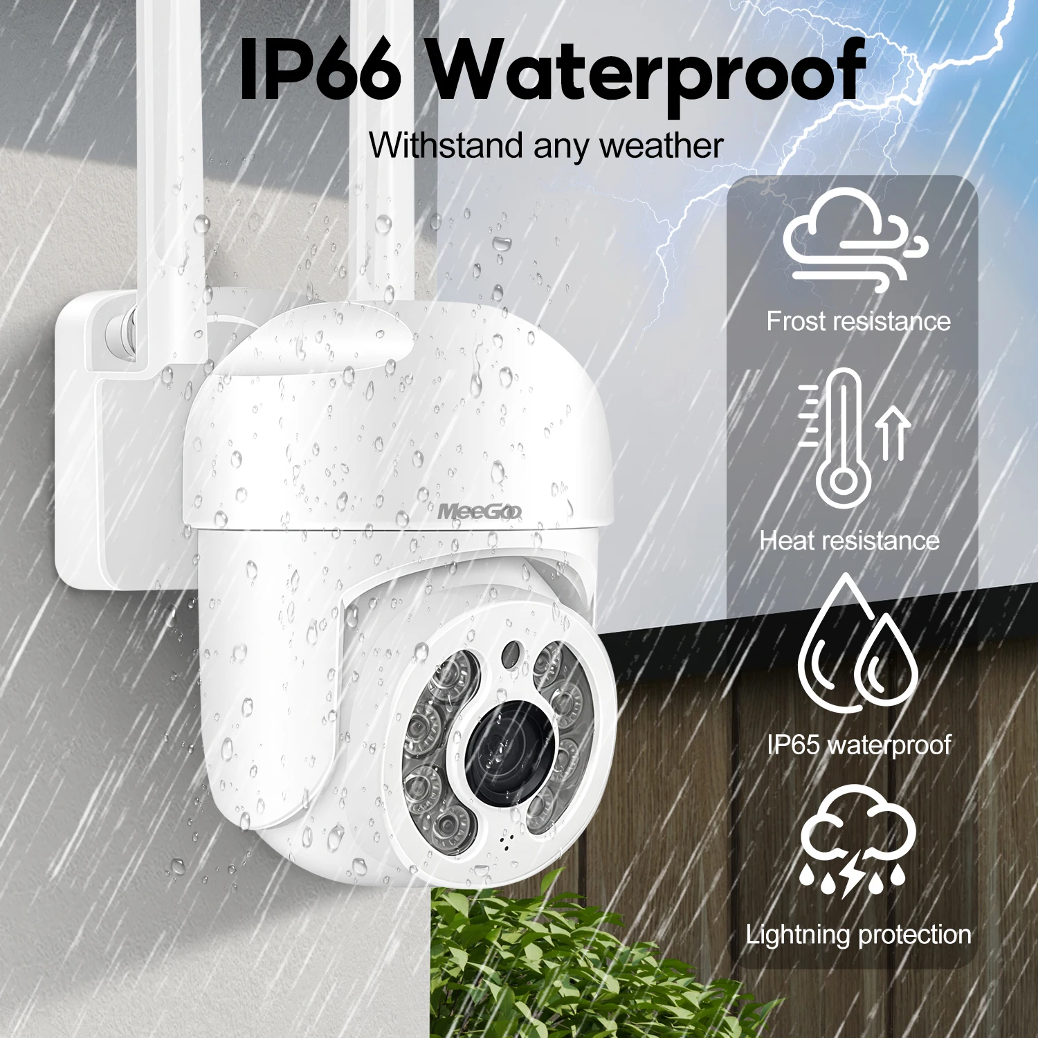 MeeGoo CA8S WiFi Security Camera 3MP PTZ 10m Full Color Night Vision AI Tracking Two-Way Audio Alexa Google for Indoor Outdoor