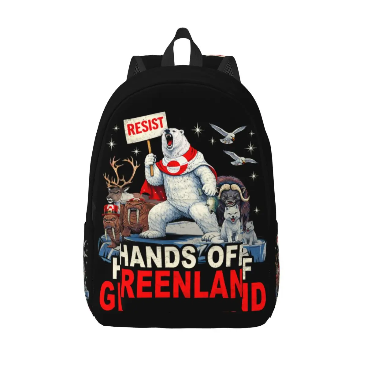 Hands Off Greenland Flag Bear Backpack Daily Backpacks Girl Custom Big School Bags Streetwear Rucksack