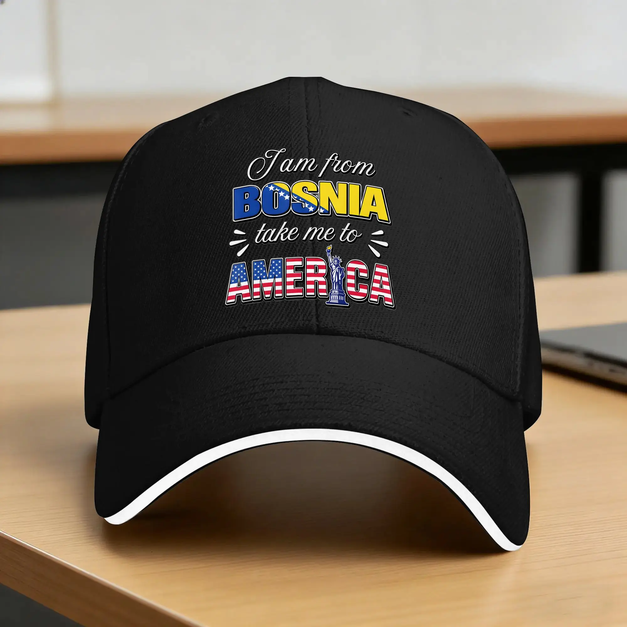 I Am from Bosnia Take Me to America Bosnian  Baseball Cap  Fitted Retro Hat Breathable Design Hiking Fishing  Cap Birthday Gift