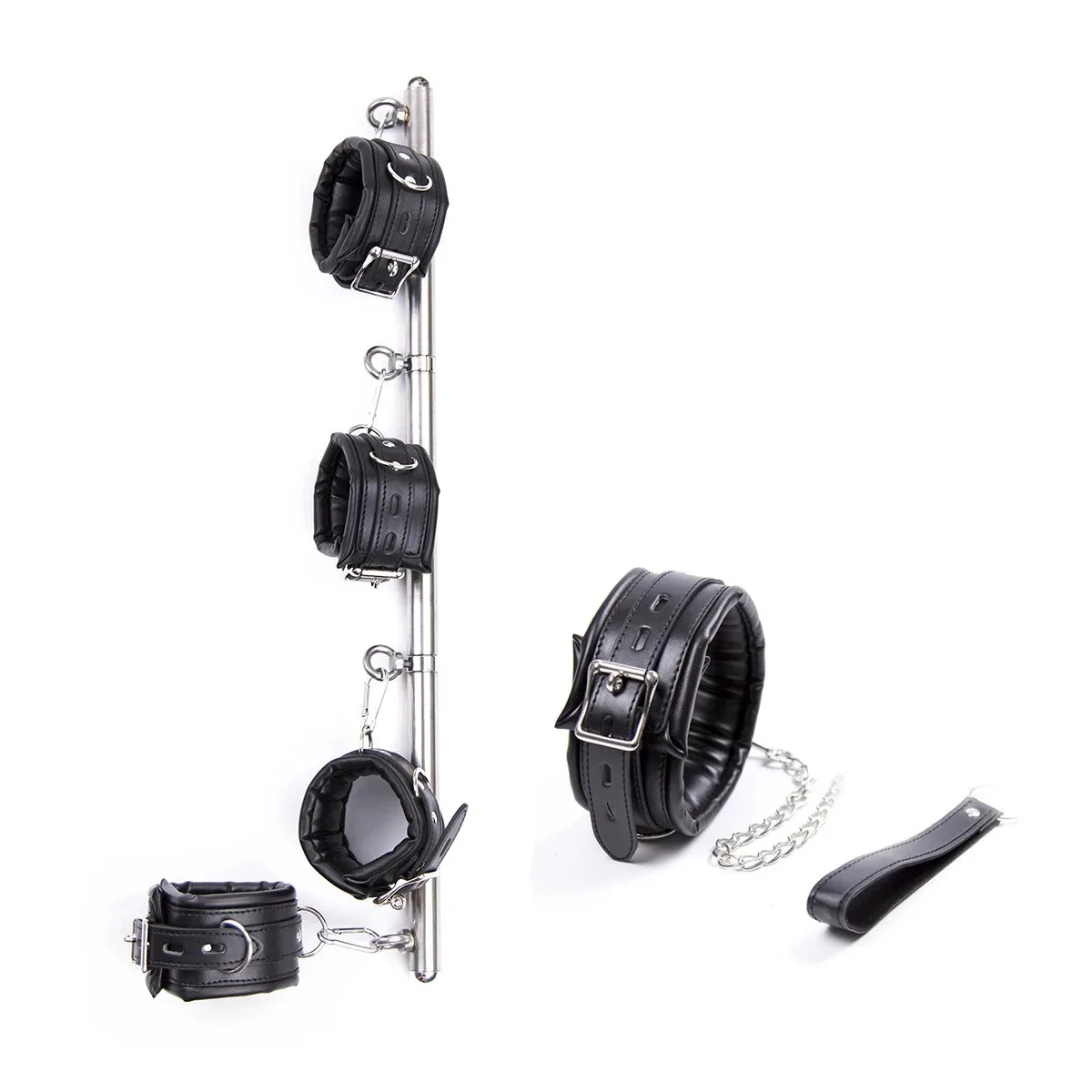Stainless Steel Adjustable Spreader Bar BDSM Bondage Kit Collar Hand Ankle Cuffs Slave Leg Restraint Bar Couple Adult Erotic Toy view 6