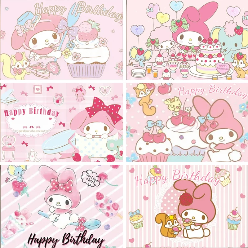 

Melody Children's Birthday Party Background Decor Cake Pink Balloon Booth Props Photography Baby Shower Background Girl Gifts