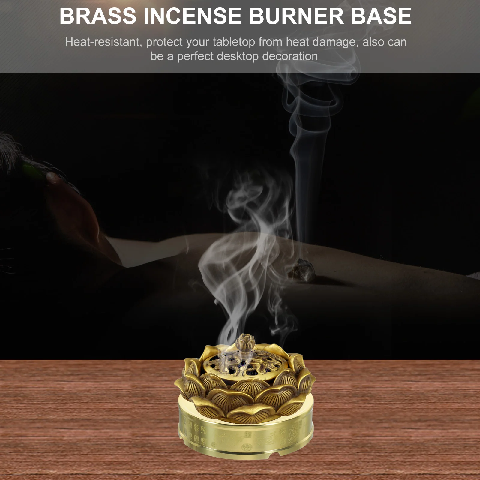 

Round Brass Incense Burner Base Vintage Style Ash Holder for Study Bedroom Sauna Living Room Decorative Heat Resistant