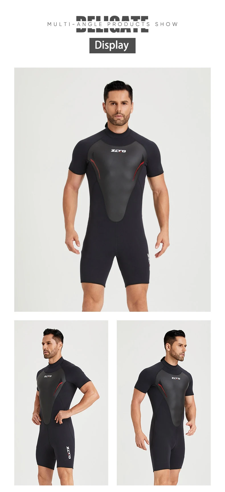 Shorty-Neoprenanzug für Männer und Frauen, 3 mm/1,5 mm, Neoprenanzug zum Tauchen, Surfen, Schwimmen, Wassersport, Neopren, Speerfischen, einteilige Neoprenanzüge – Detail 5