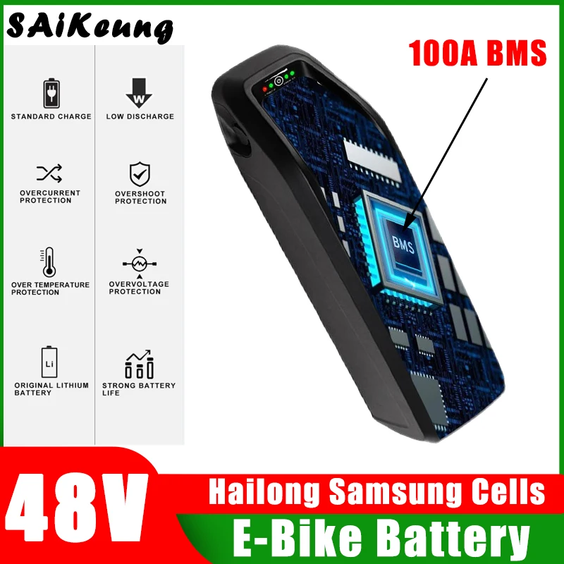 Batterie Voor Elektrische Fiets 48V 20ah 24ah 30ah 40ah 50ah 60ah Hailong batterie 48V batterie al litio 300W-2000W muslimate