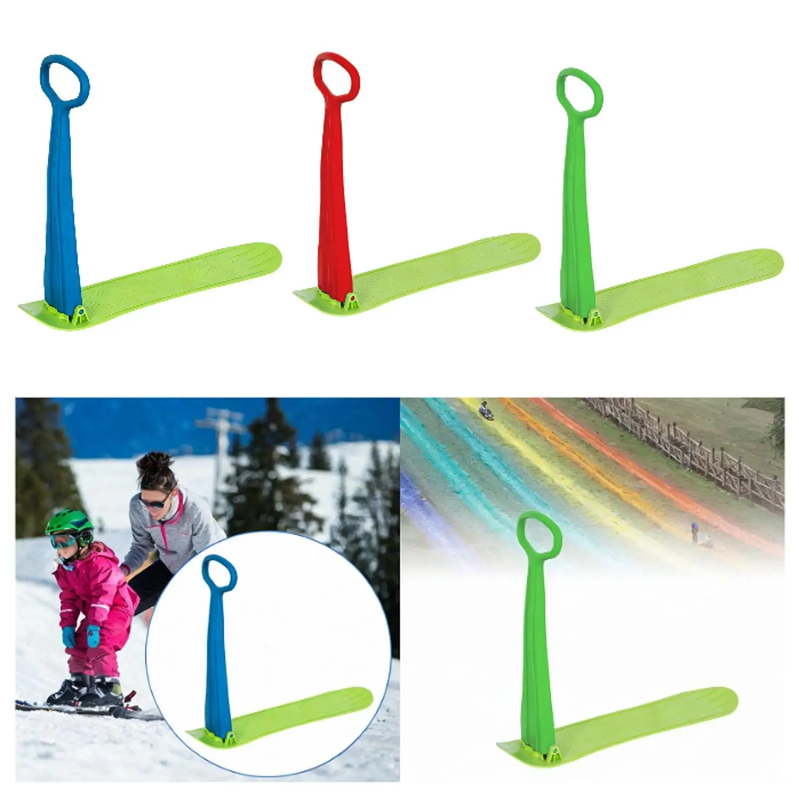 

Portable Snow Sled Board, Compact Snow Skate, Snowboard with Handlebar for 4 Years and up Kids Snow Grass Birthday Gifts