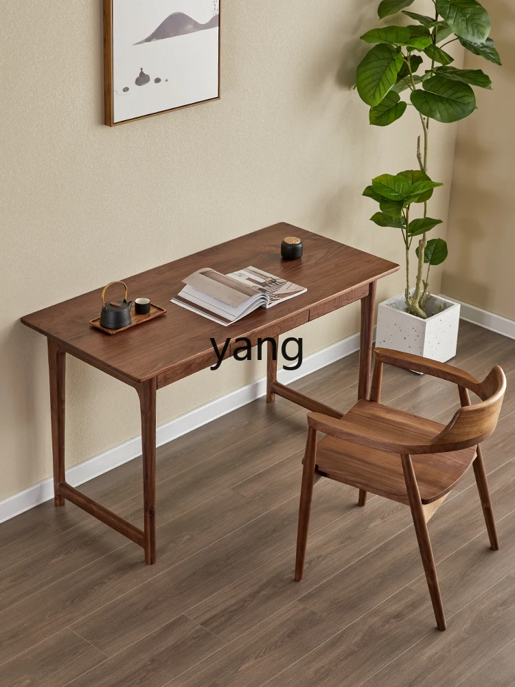 

LMM new Chinese log tea table chair black walnut solid wood tea table simple zen desk