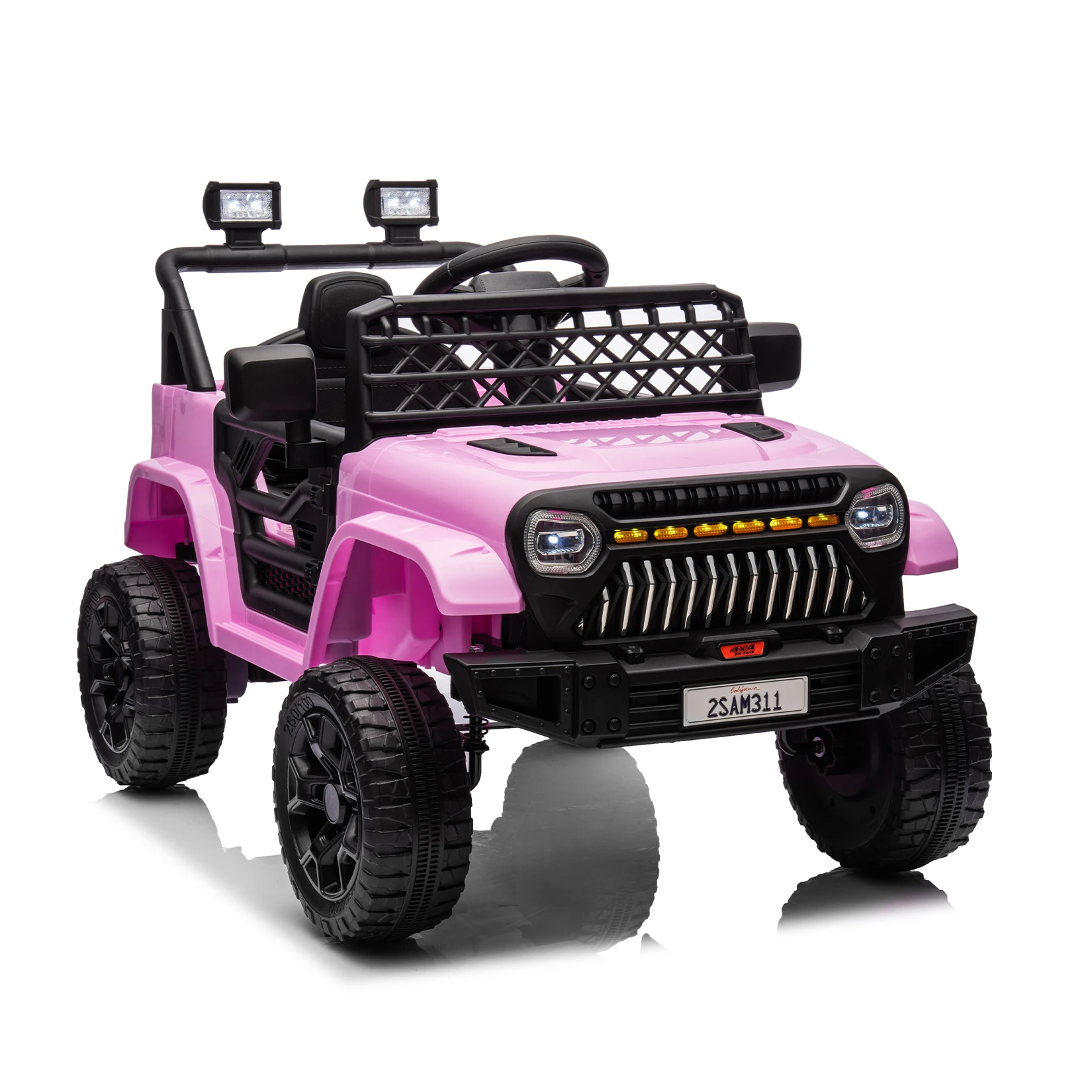 12V Kids Ride On Truck With Remote Control, Dual 30W Motors, 4 Wheel Suspension, LED Lights, Bluetooth Music, Electric Car Toy Ages 3+