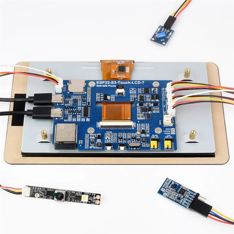 Esp32 s3 sem toque lcd 7 Polegada tela de exibição capacitiva 800x 480 placa desenvolvimento xtensa lx7 wifi bt5 pode sensor rs485