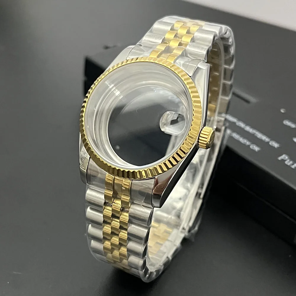 

Semi-golden tooth bezel, stainless steel 36MM, suitable for NH35 mechanical movement, clock accessories and case