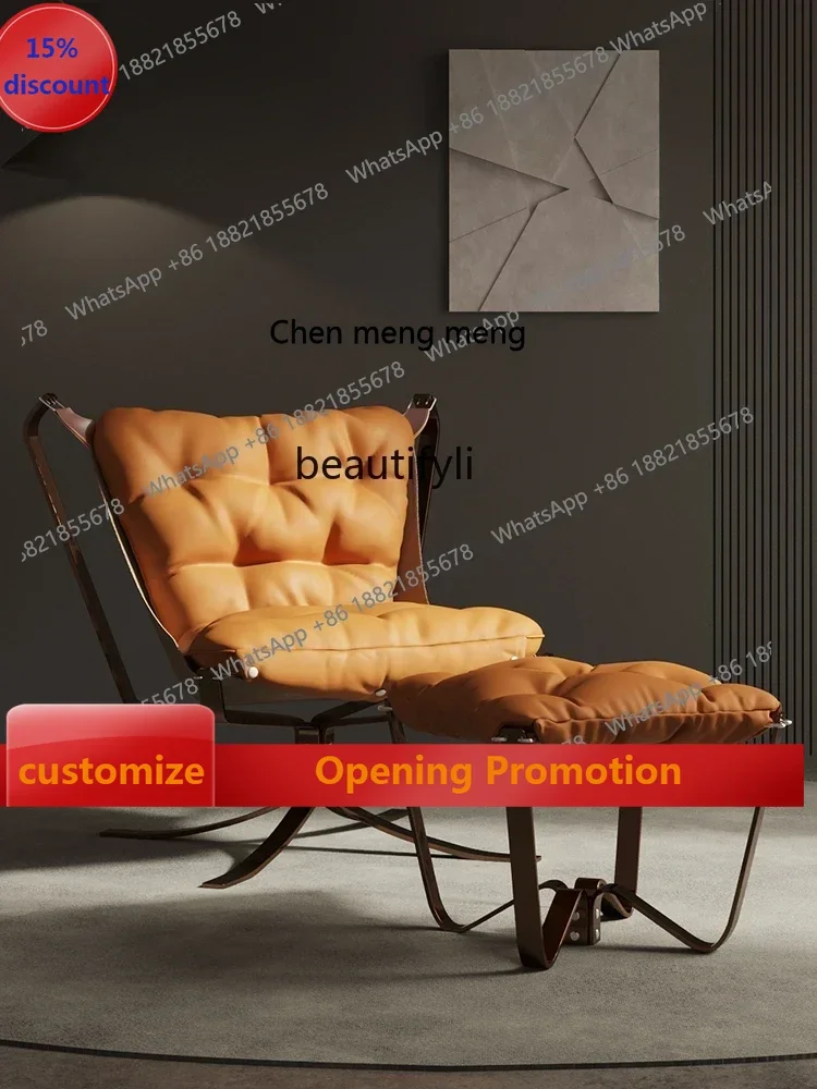 

B7304 ss Single-Seat Sofa Chair Light Luxury Creative Genuine Leather Iron Lazy Sofa Living Room Recliner