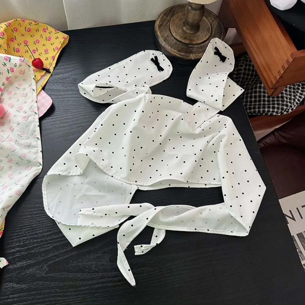 

Temperament Y2K Korean Lop Ear Rabbit Hat Sweet Bowknot Floral Hair Scarf Cherry Polka Dot Pullover Cap Vacation