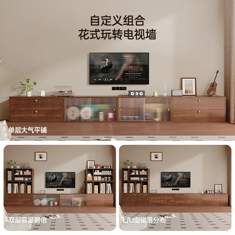 for TV Cabinet Living Room Combination Unit Household Integrated Multi Layer Storage Wall Side Chest Shelf Shoe Organizer