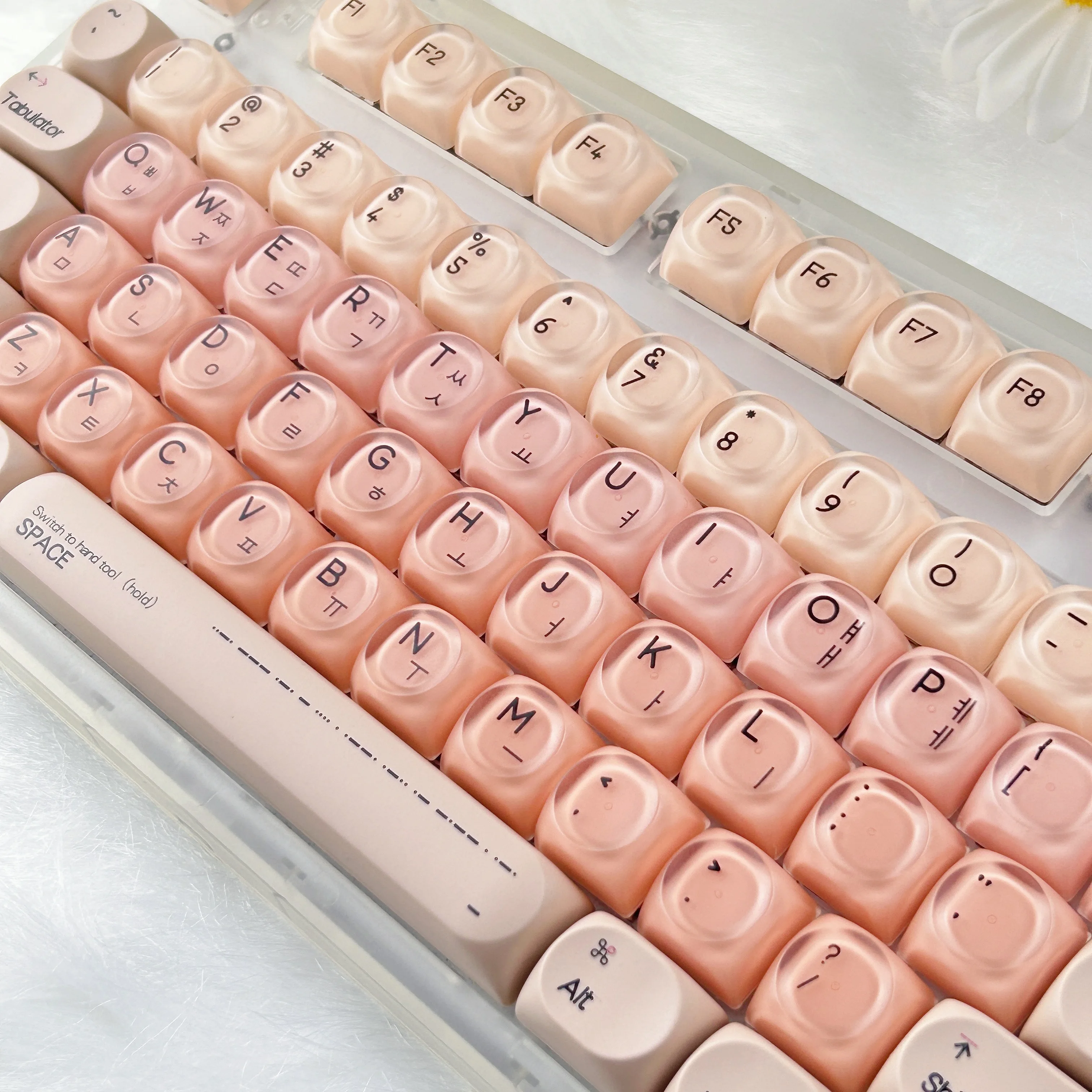 Set Keycap Korea Profil HOA Tema Liquid Foundation Keyboard Mekanik Bulat Bahan PBT+PC ISO Enter Keycaps Hangul