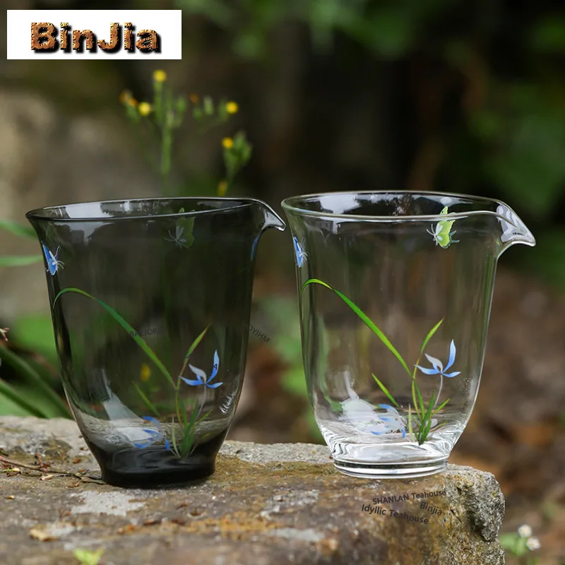 BAEJORIA 260ml High Borosilicate Glass Orchid Tea Pitcher Divide Tea Cha Hai Dispenser Justice Cup Fair Mug Tableware Gift