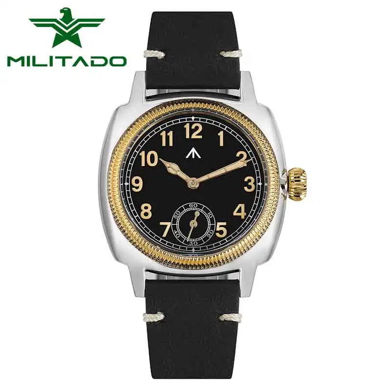 Militado Vintage Dress Watch VD78 Quartz Movement 316L Stainless Steel Watches Sapphire Crystal Waterproof 100M Wristwatch