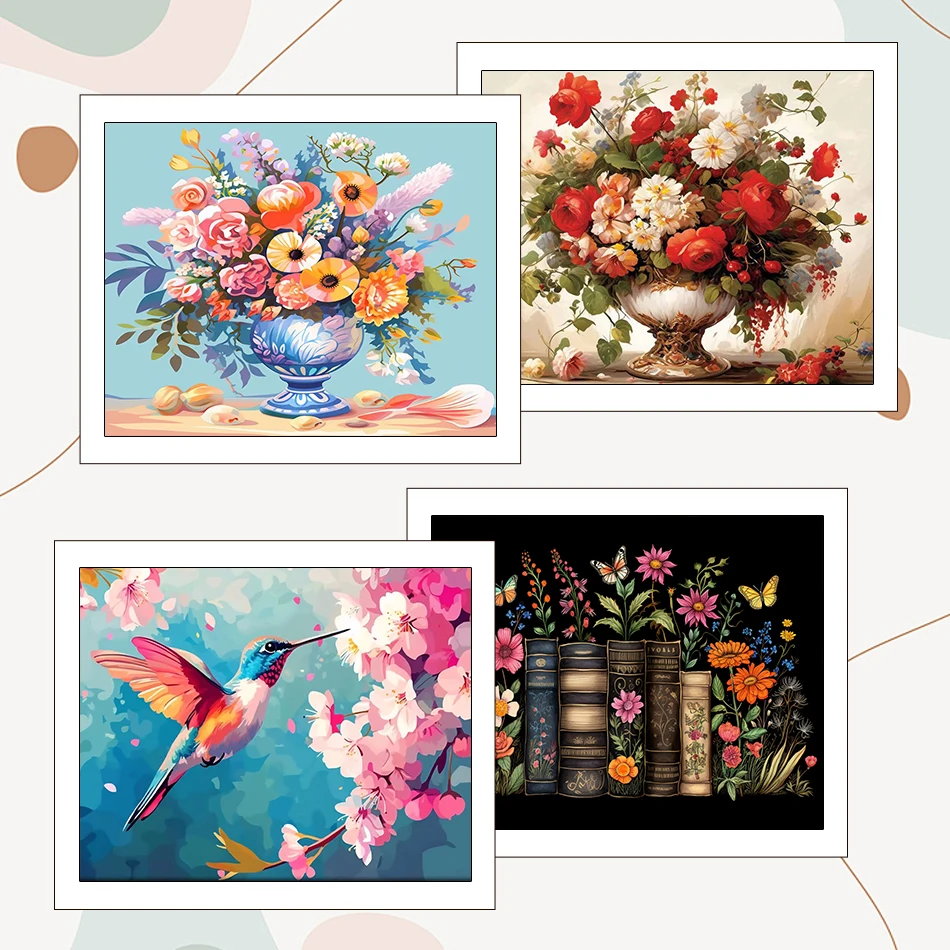 

RUOPOTY Painting By Numbers Draw Art Supplies Flowers Handmade Diy 40X50cm Oil Acrylic Picture Drawing Canvas Wall Decororation