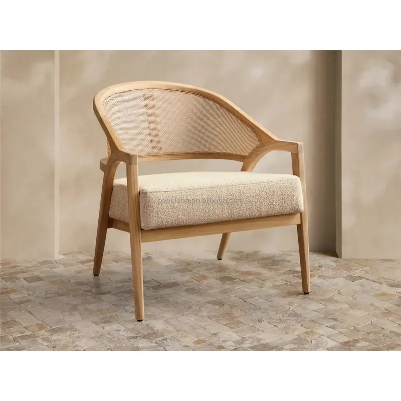 Minimalist Weather Resistant Teak Wood Single Sofa Chair Outdoor Leisure Armchair for Hotel Resort Wholesale