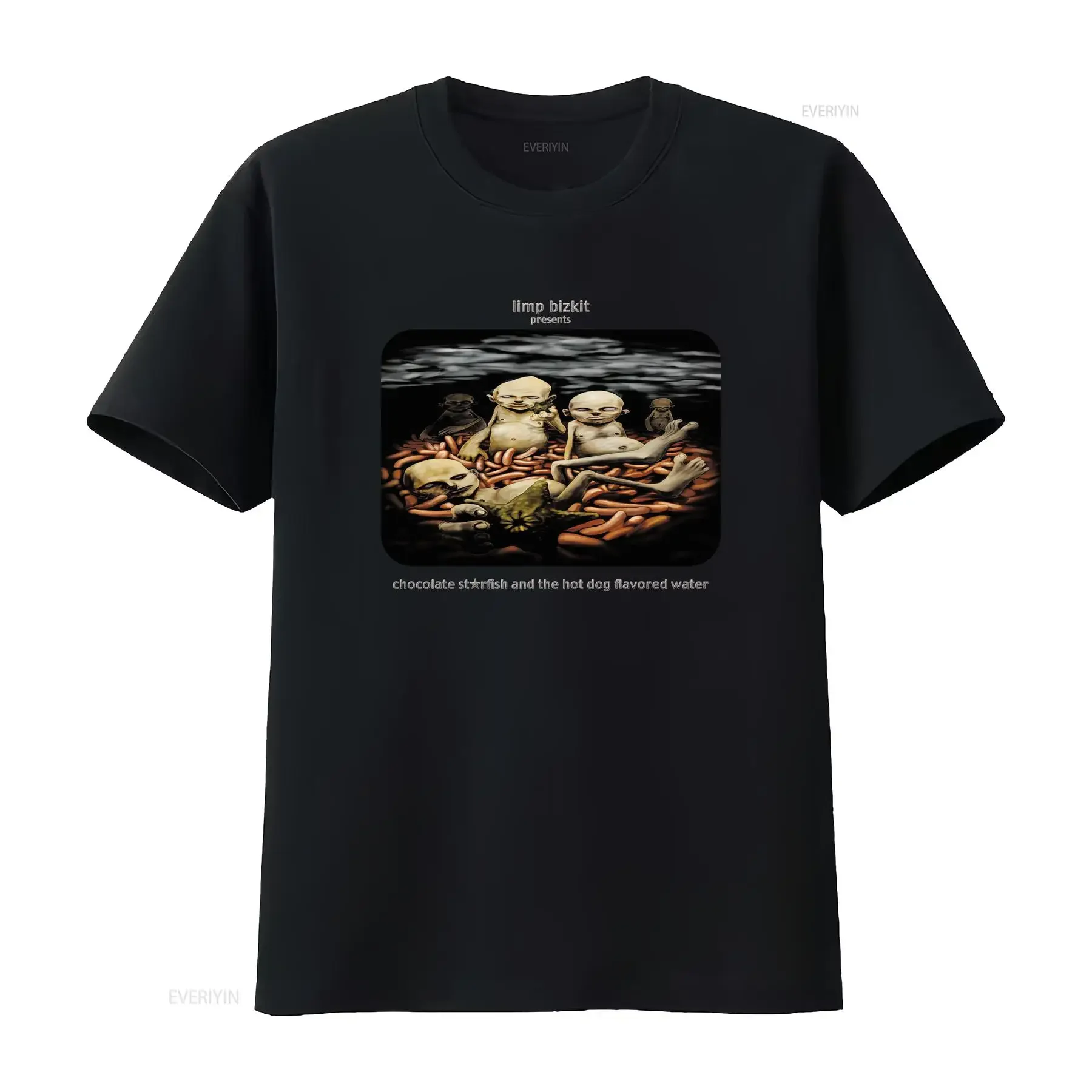 Limp Bizkit Inspired Chocolate Starfish Hot Dog Flavored Water T Shirt Iconic Album Logo Print Casual Round Neck All vintage