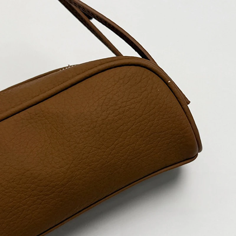 Koreanische Lychee-Textur Schultertasche, Damen Einfarbige Minimalistische Unterarmtasche, Vintage Pendler-Handtasche mit Reißverschluss – Detail 4
