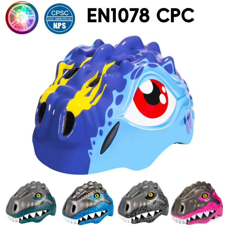 

Kids children's bicycle helmets with light for boys and girl balance bike roller skating helmets CPC/EN1078/CPSC certified