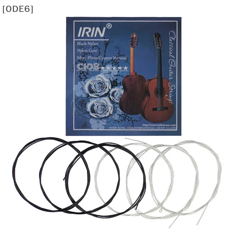 6Pcs C103 Nylon Guitar Strings Replacement For Classical Guitar Black White Silver-plated Copper Wound Guitar Strings