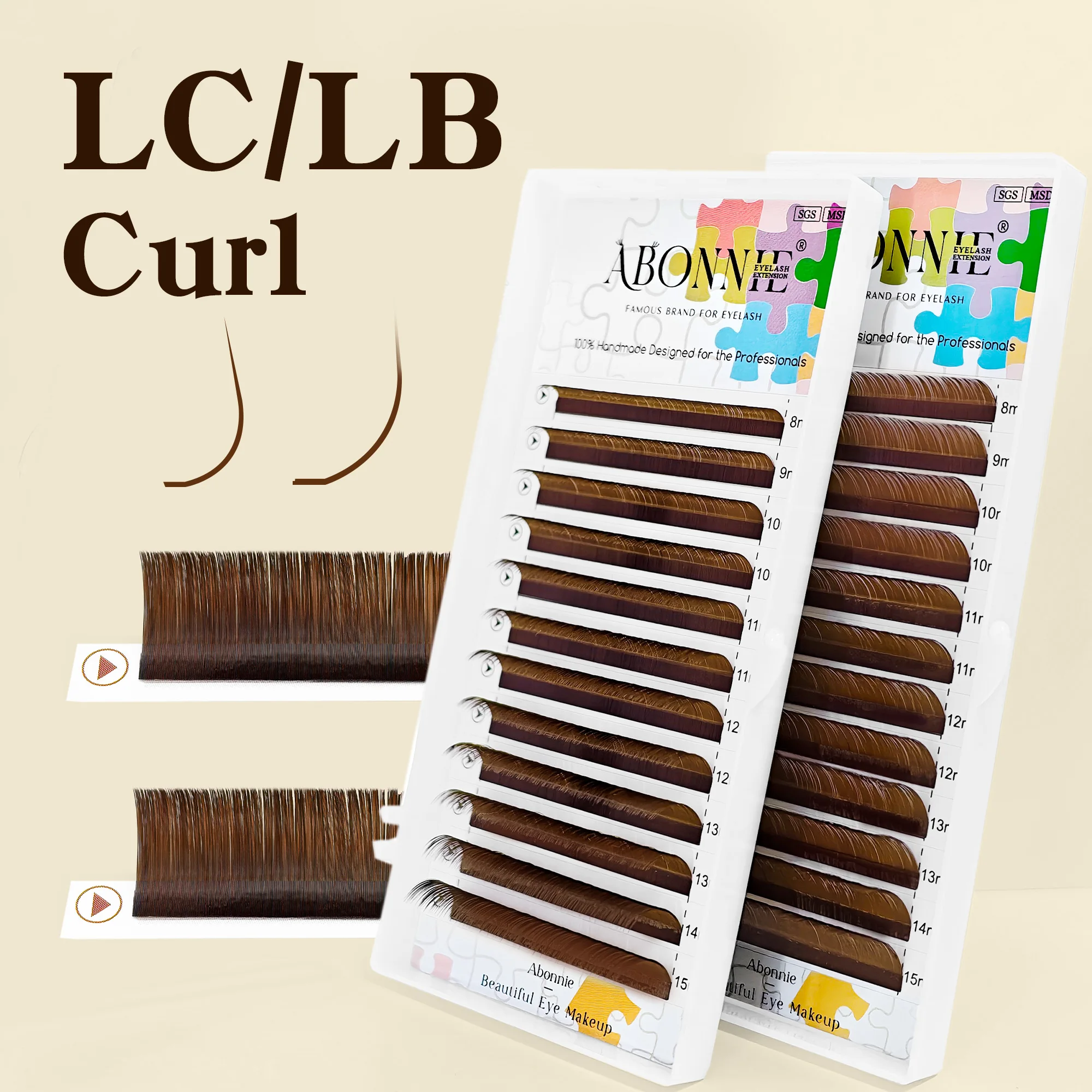 ABONNIE Kakaobraune Wimpernverlängerung LC LB M L Curl Mink Einzelwimpern Hochwertige Braune Wimpern Natürliche Koreanische Wimpern