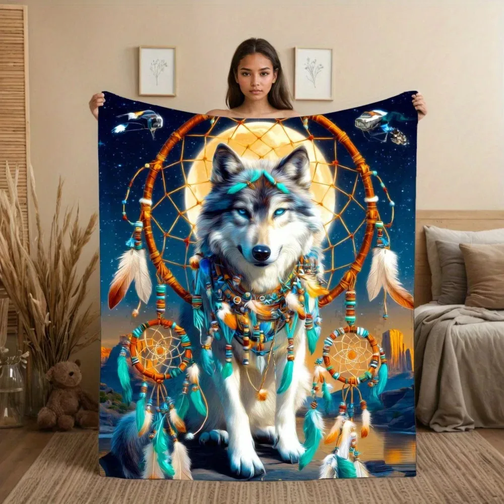 

Плед Wolf & Moon Dreamcatcher - мягкий, моющийся, фланелевый плед для кемпинга