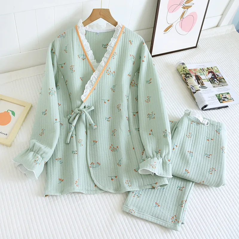 

Thickened Breastfeeding Suit Cotton Maternity Confinement Clothes Winter Air Layer Postpartum Nursing Pregnant Women Pajamas Pjs