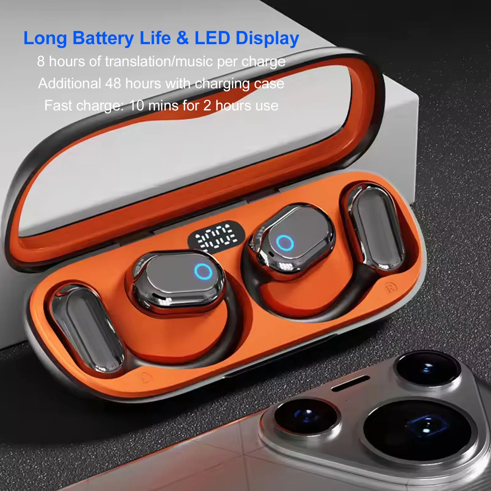 Auricolari per traduzione Al 164 lingue Auricolari per dispositivo traduttore Bluetooth 5.49 in tempo reale 7 modalità per l'apprendimento aziendale in viaggio