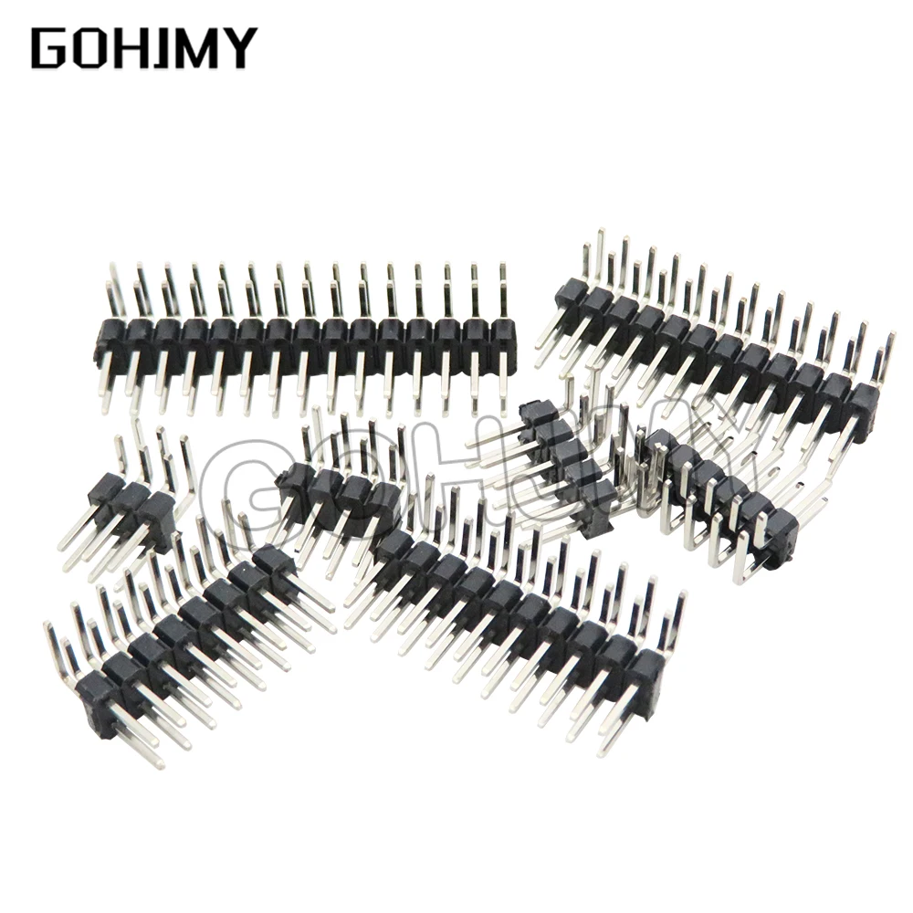 10PCS 2.54mm Double Row Right angle Male Breakaway PCB Board Pin Header Connector Pinheader 2 * 3/4/10/12/15/40Pin For Arduino