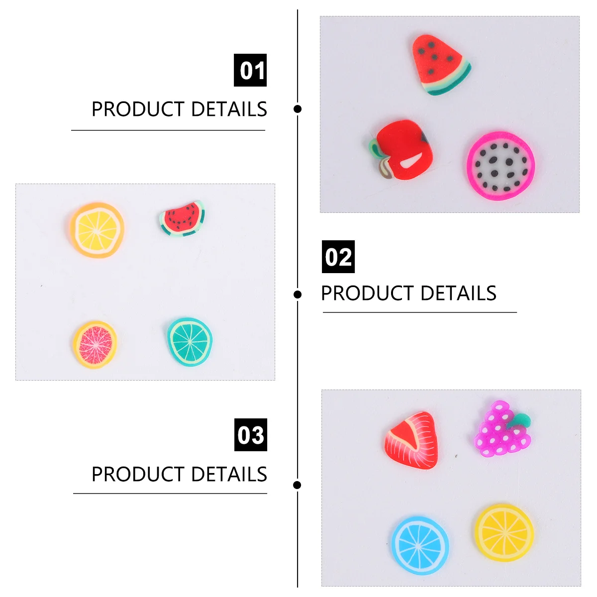 5000個 カラフルな粘土フルーツネイルスライスステッカー ネイルアートDIYステージパーティーナイトデコレーションに最適 粘土フルーツスライス