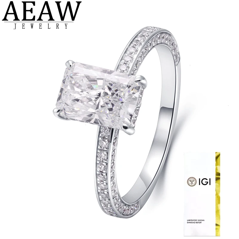 IGI 14k White Gold 1CT DEF Color VS-VVS Radiant Cut CVD HPHT Lab Grown Diamond Jewelry Diamond Engagement Ring IGI