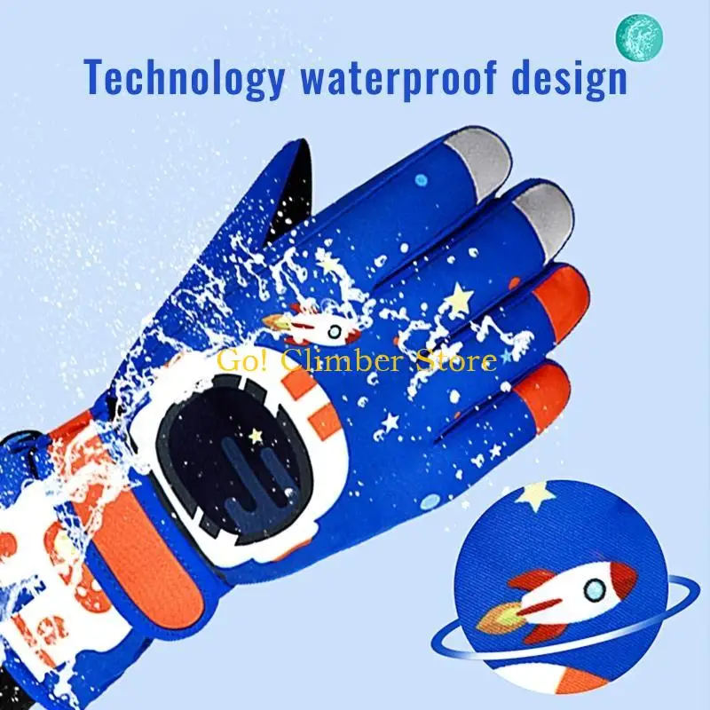 Q84C Trẻ Găng tay tuyết ấm áp Băng Mittens Phim hoạt hình ASTRONAUT IN CHO Boys Girls