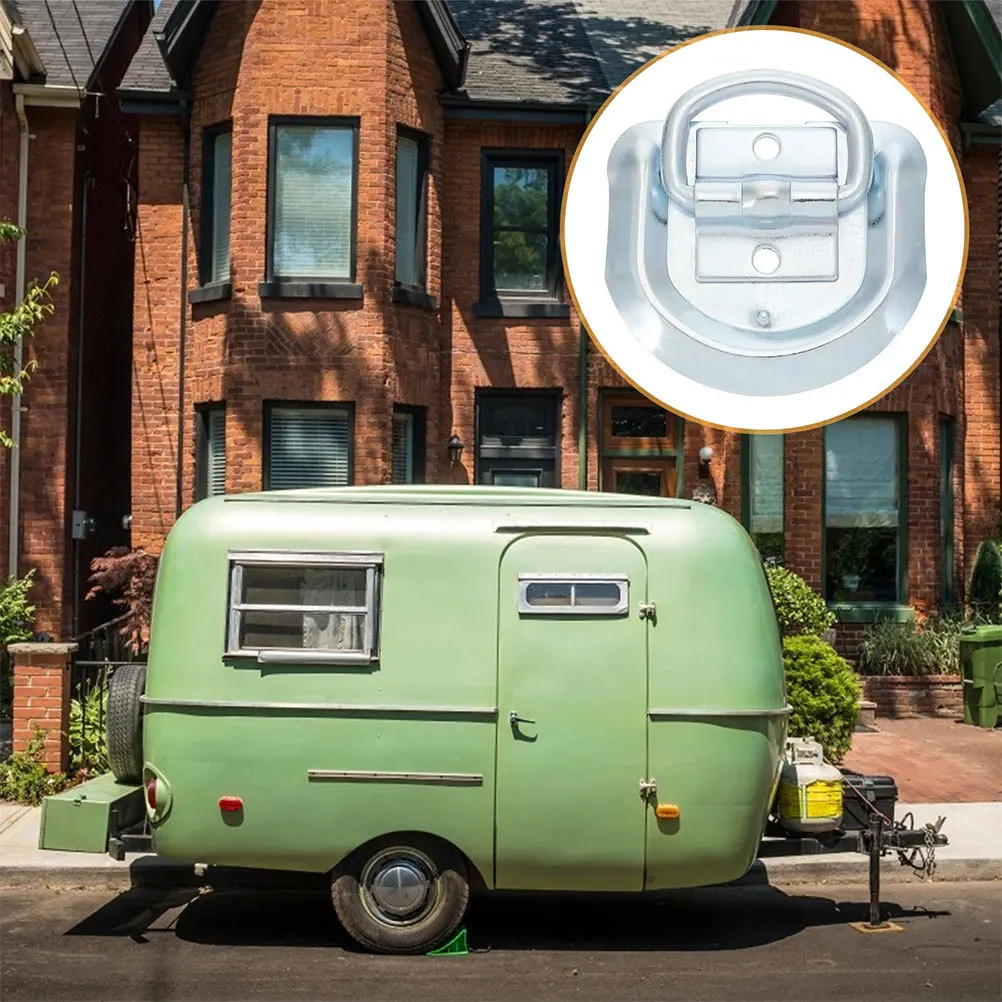 

2Pcs Trailer Floor Tie Down D Rings Heavy Duty Stainless Steel Carabiner Hitch Accessories Truck Safety Chain Lock Pin