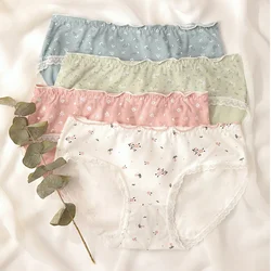 New Women Panties Antibacterial Cotton Lace Underwear Women's Floral Sweet Girls Briefs Mid-waist Shorts Female Lingerie M-XXL