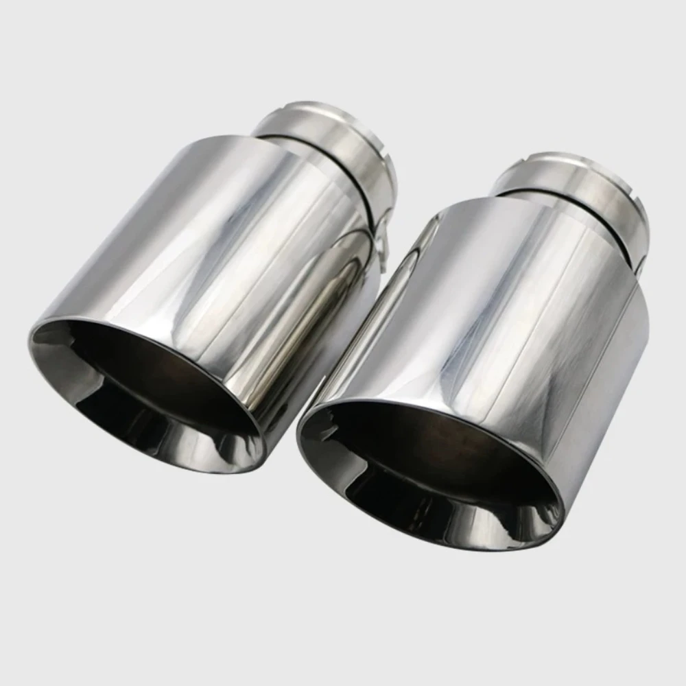 Embout de silencieux en acier inoxydable argenté pour voiture, 1 pièce, silencieux de tuyau d'échappement universel, buse bicouche, décoration bicouche, extrémité biseautée