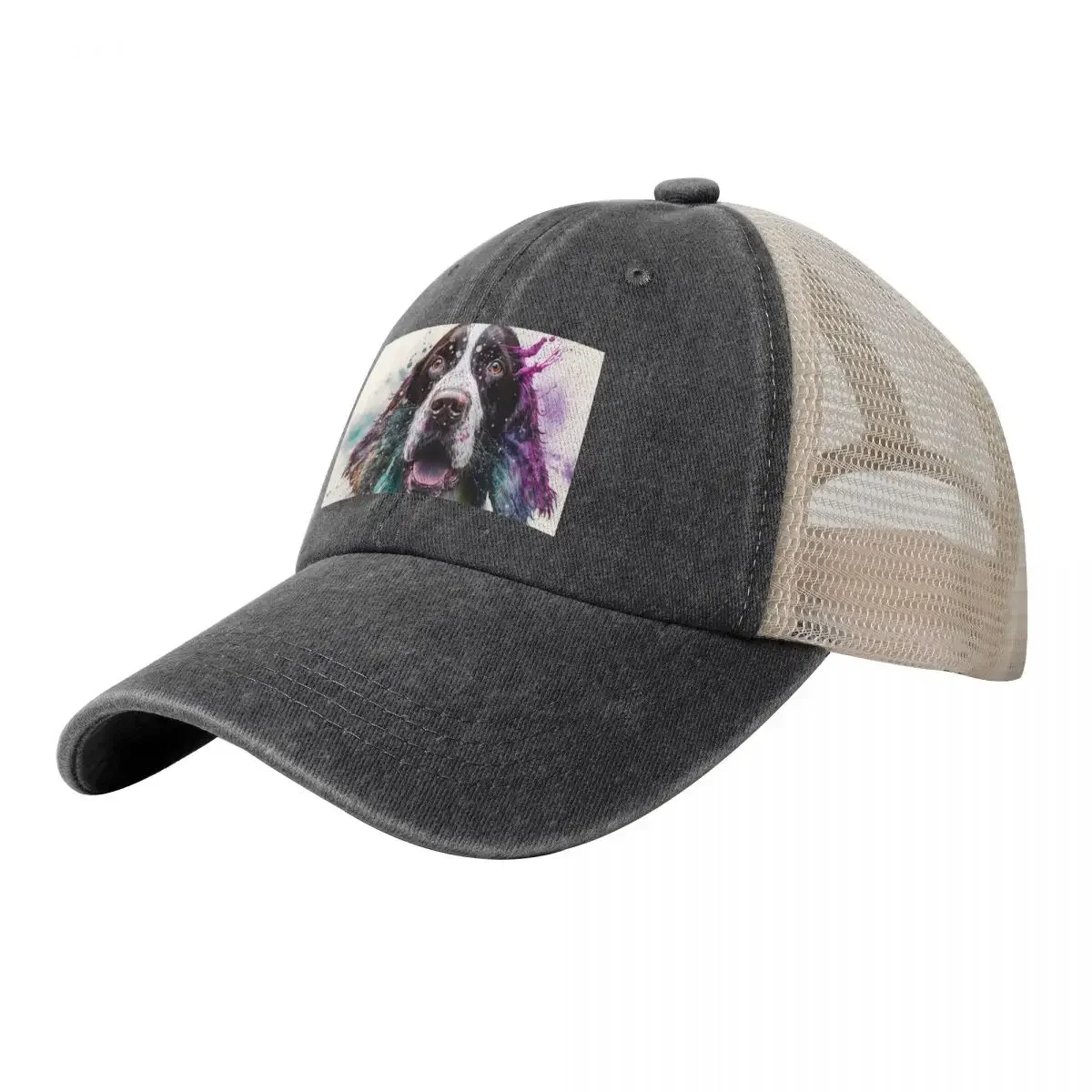 

English Springer Spaniel Dog Synesthetic Splash Painting Artwork Baseball Cap Hat Man Luxury Bobble Hat Hats Woman Men's