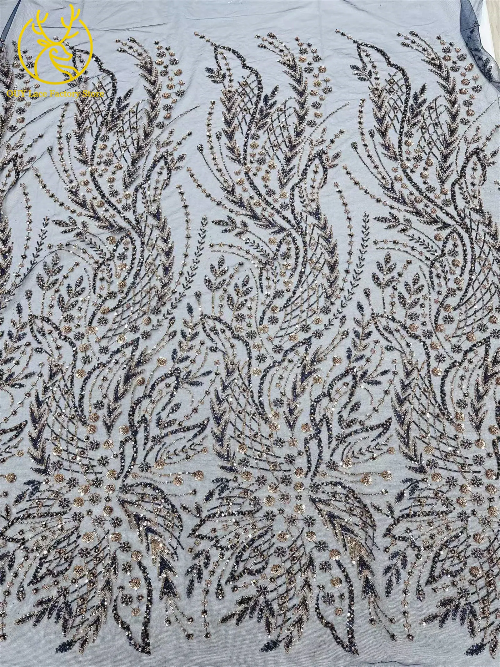 2026 Französisches Hochzeitskleid Perlen-Pailletten-Spitzenstoff 5 Yards Nigerianischer Tüll-Spitzenstoff Afrikanischer Spitzenstoff für Hochzeitsfeier-Näharbeiten – Detail 29