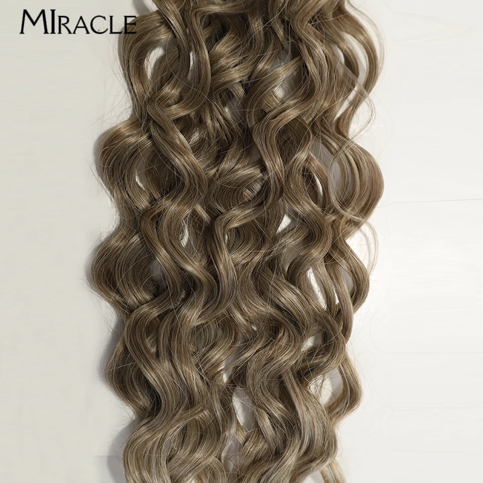 Miracle-extensiones de cabello sintético para mujeres negras, mechones de pelo rizado Afro, Rubio degradado, resistente al calor, ondulado, falso