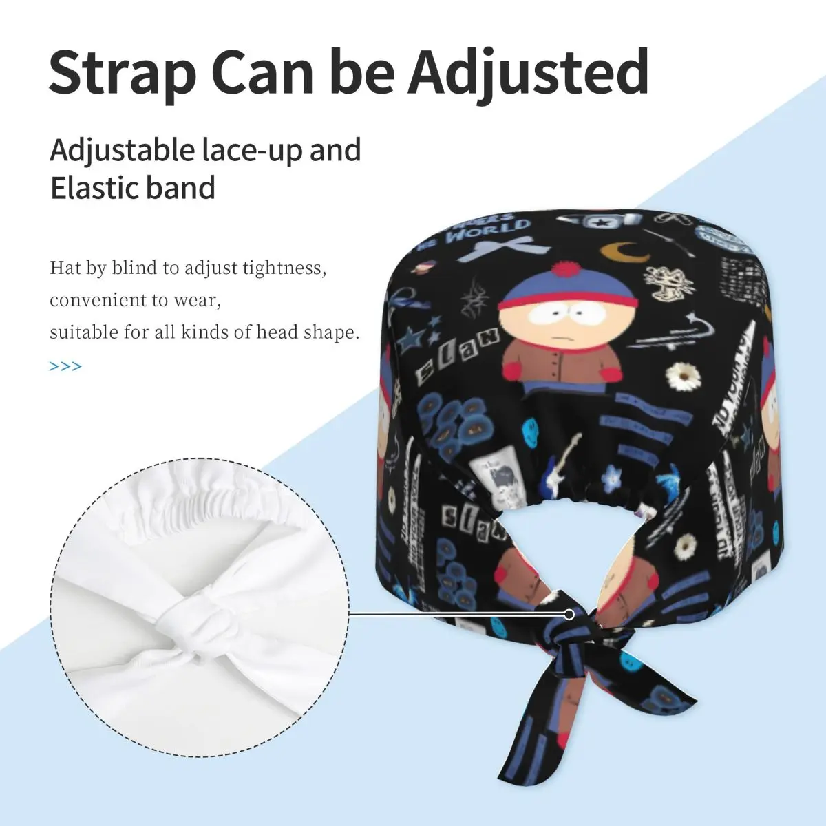 Cappelli da Infermiera SouthParks, Berretto Medico Casual Traspirante Unisex con Laccetti Posteriori per Donne, Cappelli da Lavoro