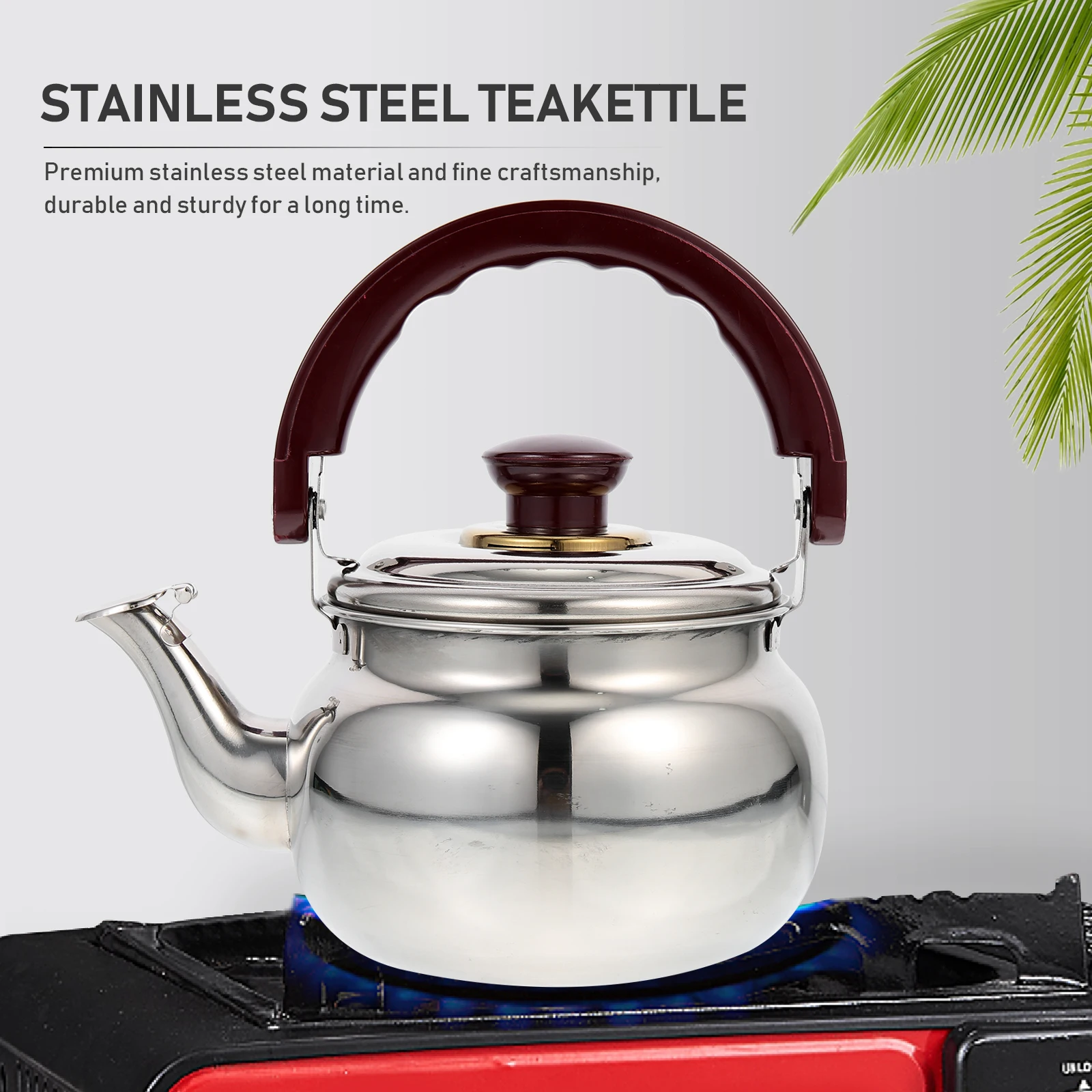 غلاية شاي كبيرة السعة من الفولاذ المقاوم للصدأ، وعاء لغلي الماء للمنزل والمكتب والمطبخ، تسخين سريع مع مقبض مريح