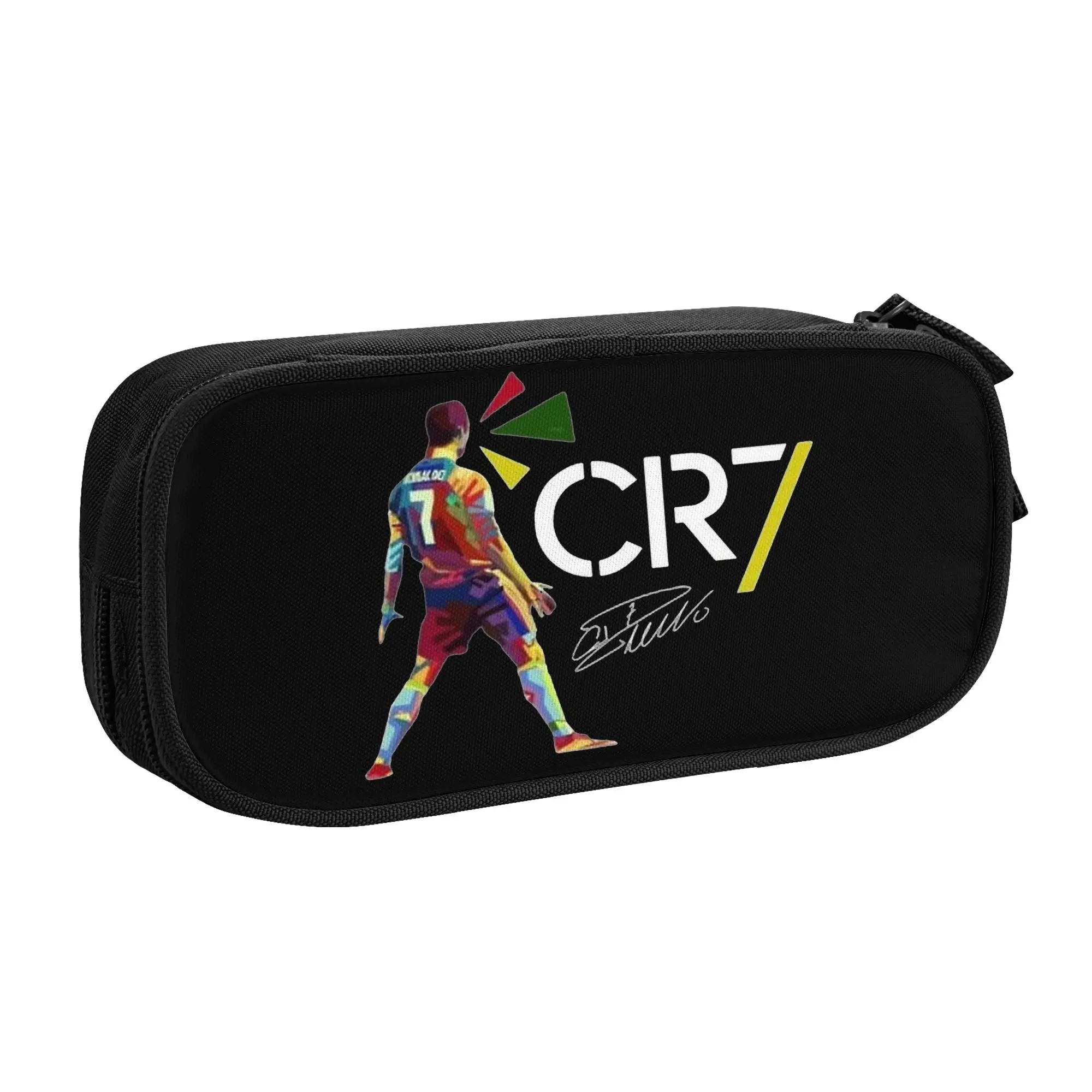 Étuis à crayons de football numéro CR7, jolies boîtes à stylos de football, sacs de rangement pour étudiants, grande capacité, fournitures scolaires, pochette à crayons à fermeture éclair