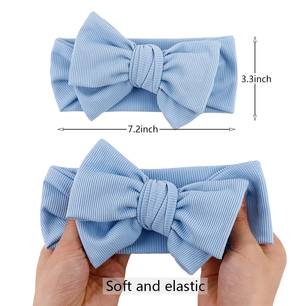 Solid Ribbed Cotton Baby Headband Big Bow Double Layers Knotted Headwraps Newborn Boys Girls Elastic Hair Bands Accessories