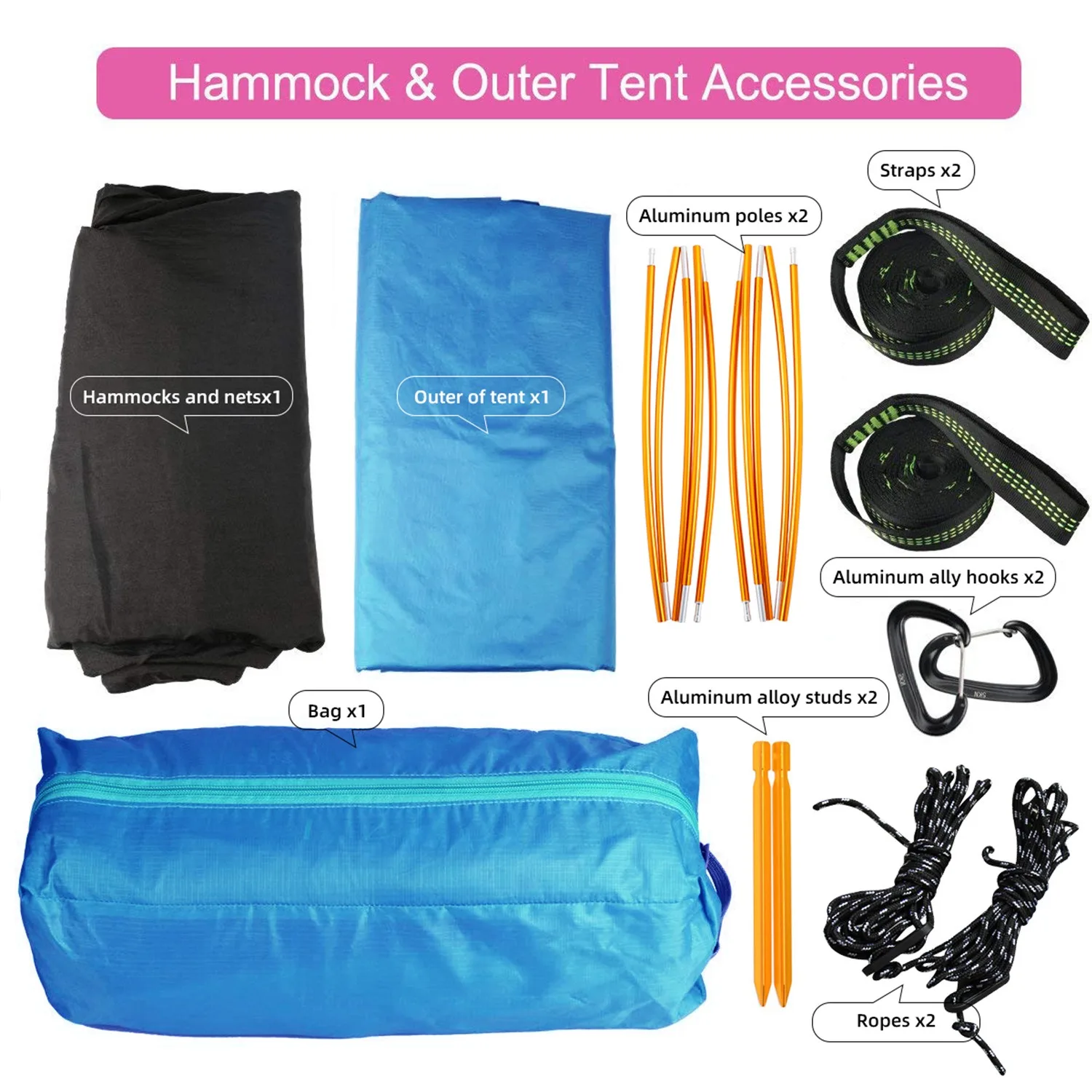 Travel Mosquito Net Hammock, Waterproof, Outdoor Camping, Hiking, Integrated Tent